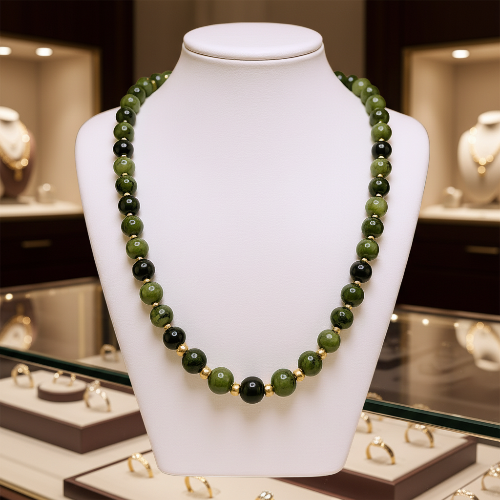 Collier en Jade vert étincelant