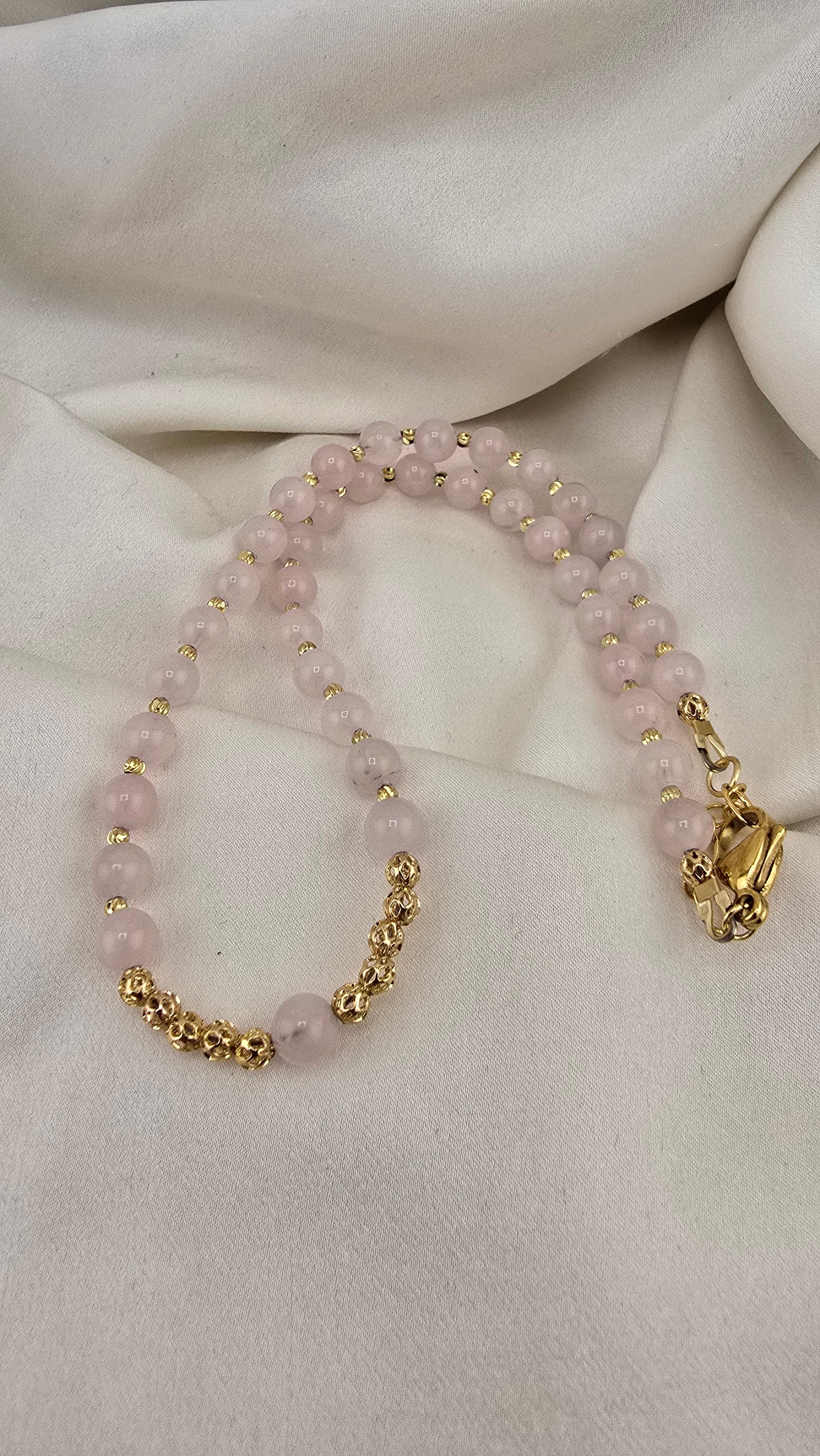 Collier ras du cou en Quartz rose