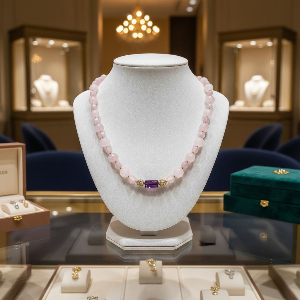 Collier en quartz rose