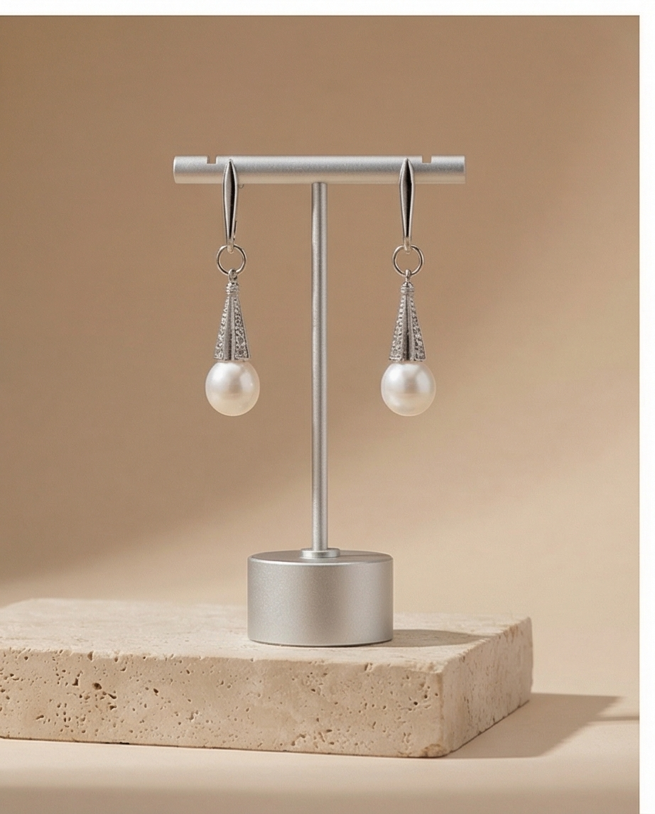 Boucles d’oreilles en argent et perles de culture