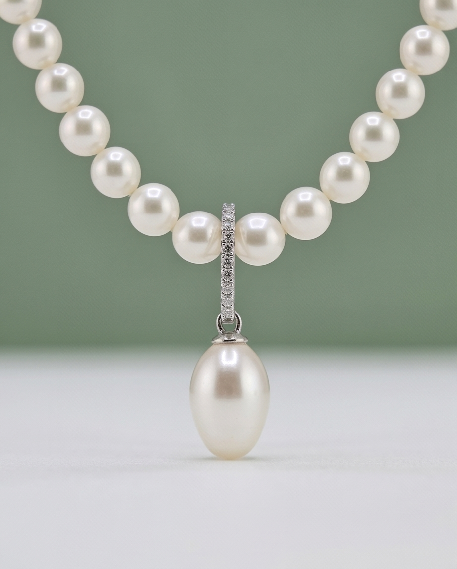 collier en argent 925 avec perles de culture blanches rondes - vue 7