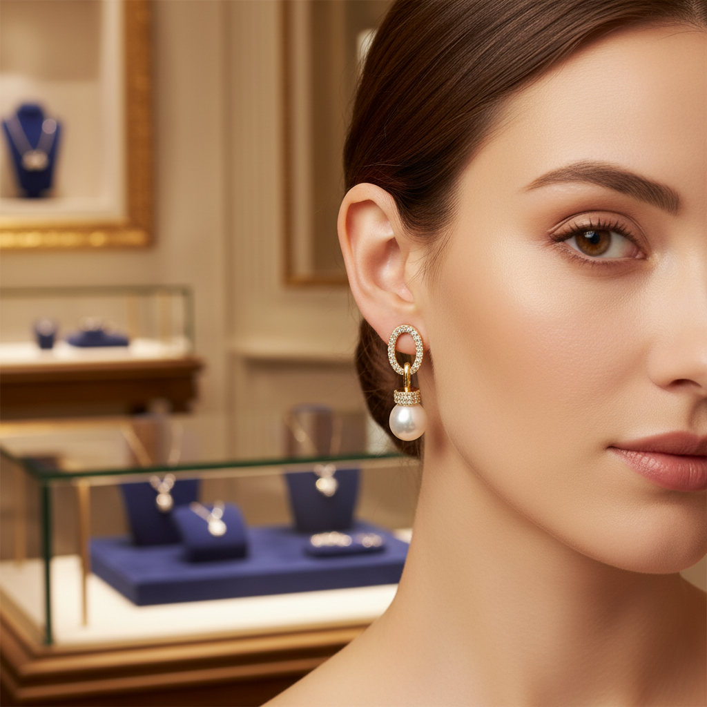 Boucles d oreilles en plaqué or 18K et strass