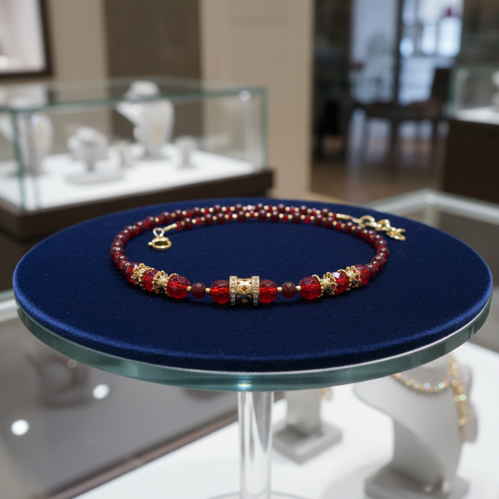 Collier rouge profond en cristal