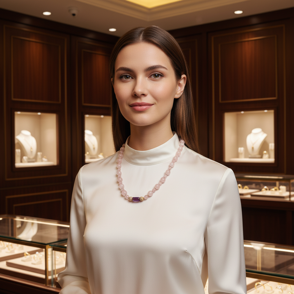 Collier en quartz rose