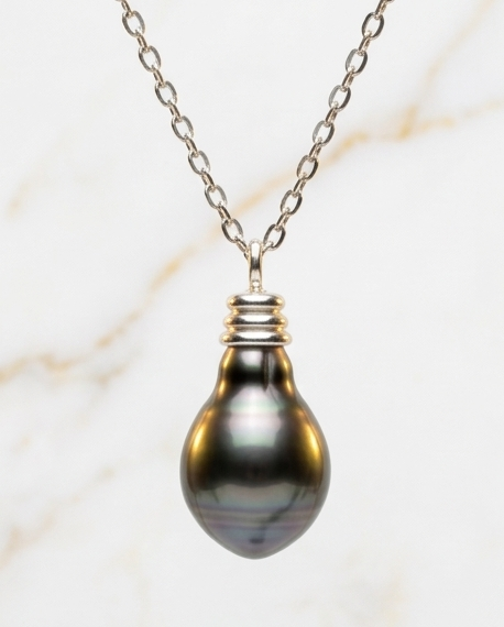 Larme du Lagon - chaine argent et perles de tahiti