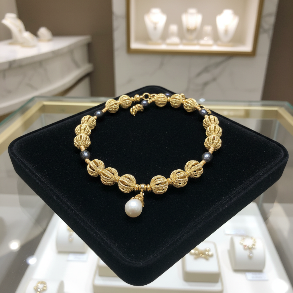 Collier avec pendentif en vermeil et perle de culture blanche luisante