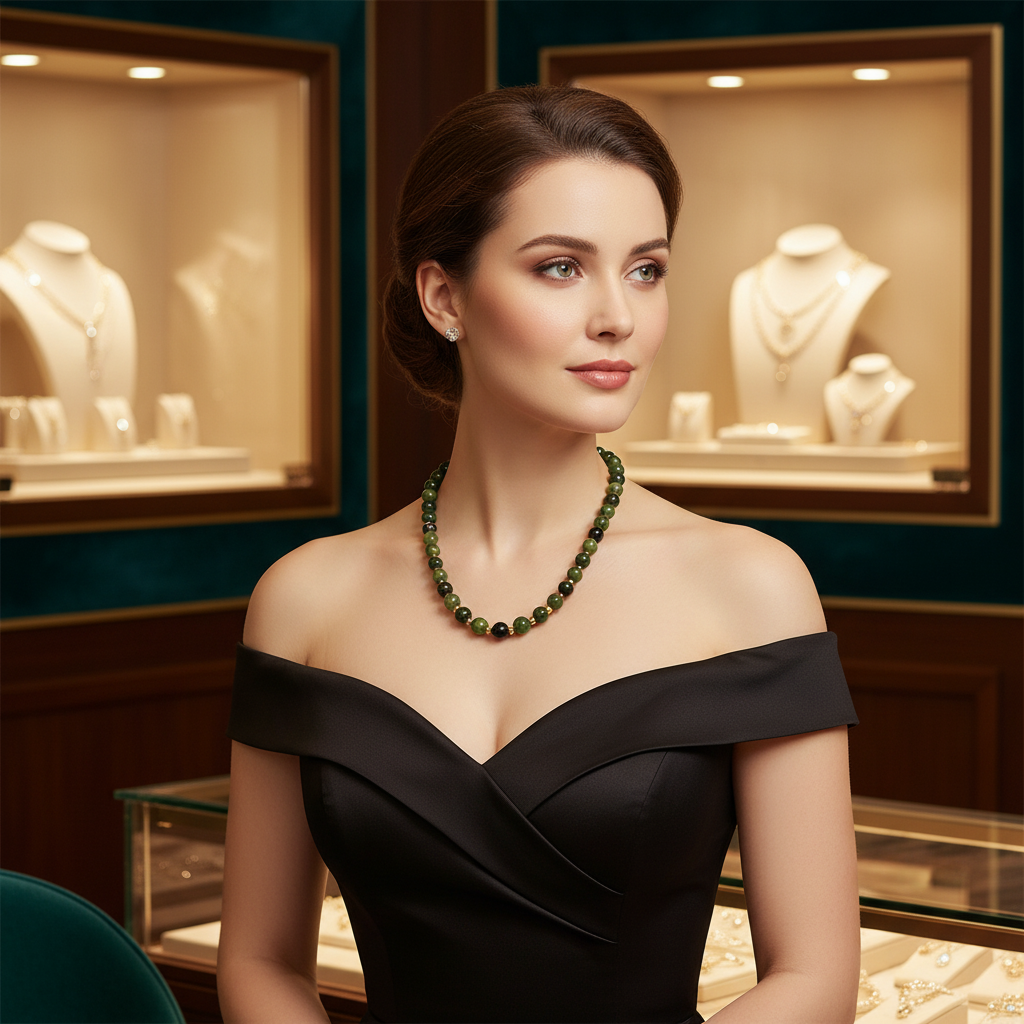 Collier en Jade vert étincelant