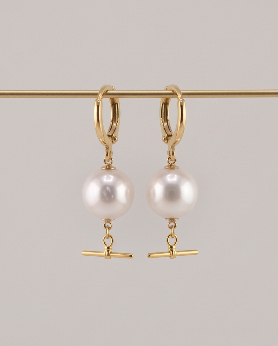 Boucles d'oreilles or 24k et perles de culture - Eclat Moderne