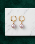 Purple cultured pearl and vermeil earrings
