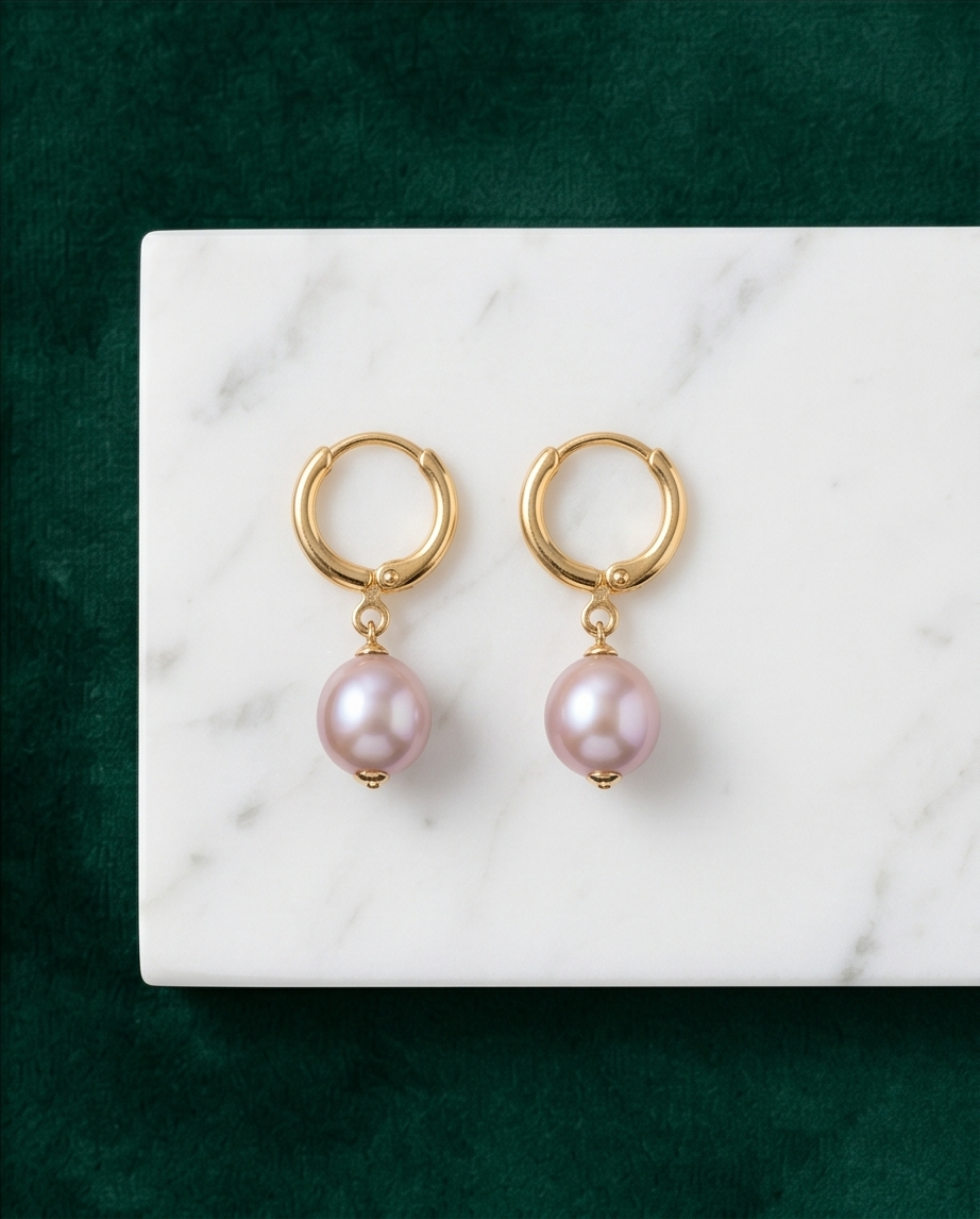 Purple cultured pearl and vermeil earrings