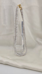 Collier double rangs en perles de culture grises