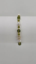 Bracelet en perles de culture et cristal vert