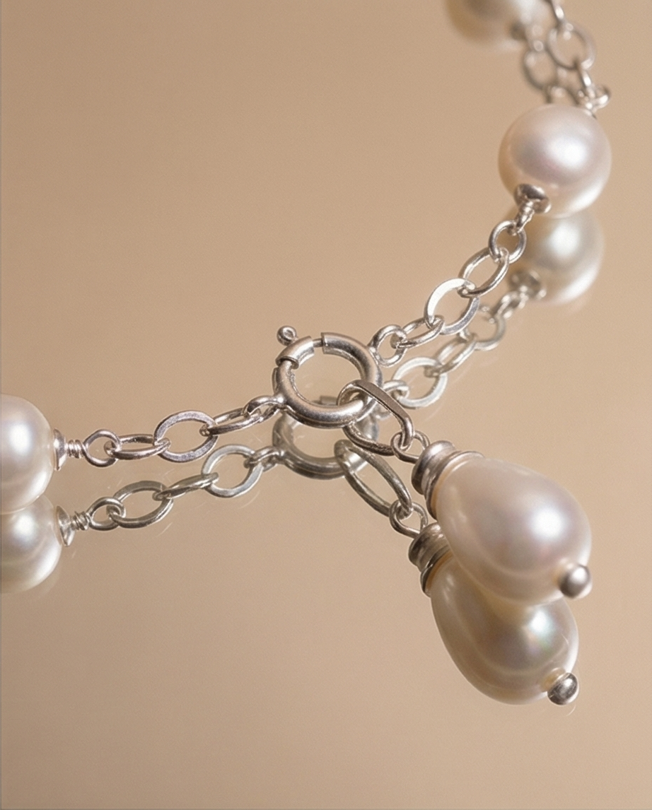Bracelet argent et perles de culture