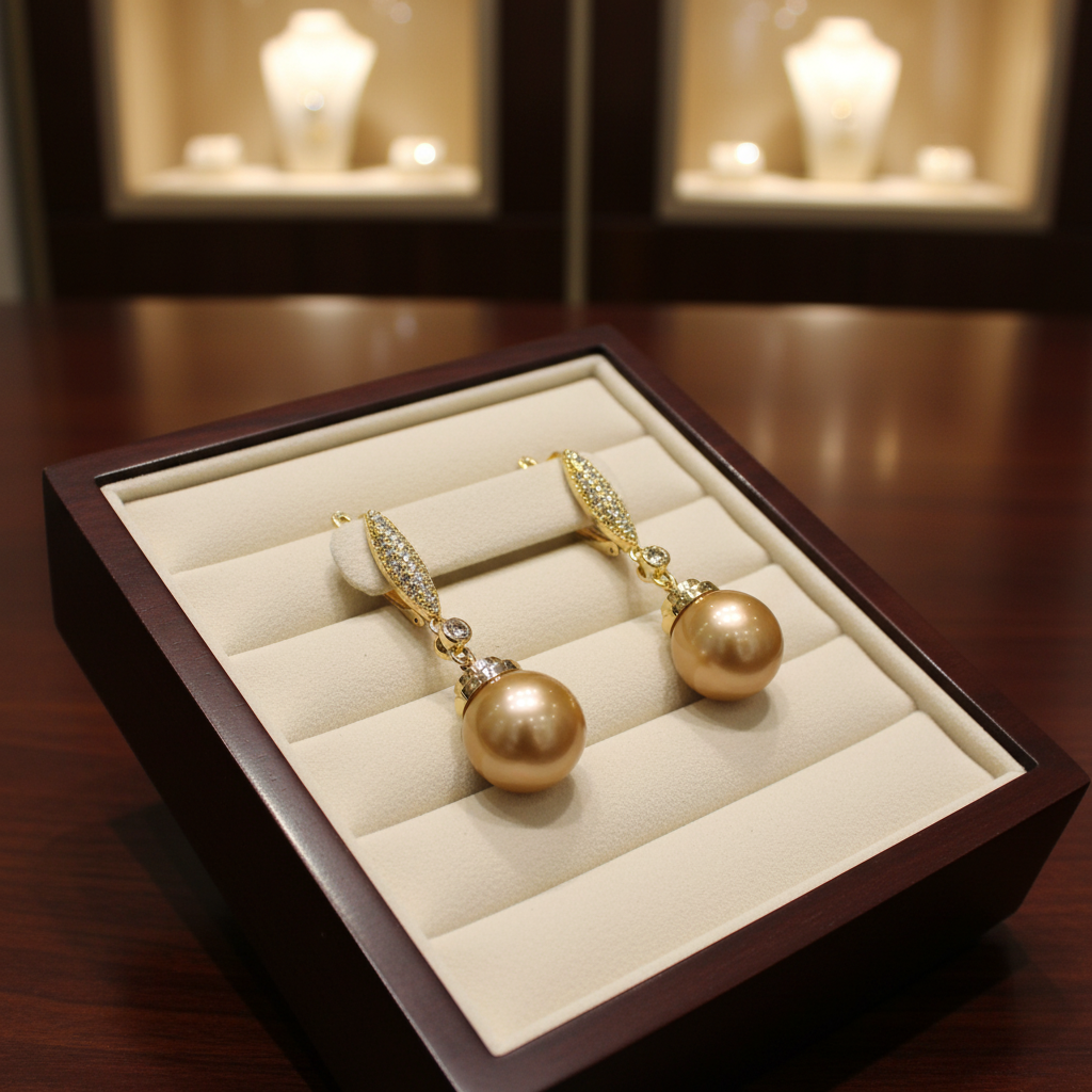 Boucles d oreilles avec perles de culture Édison couleur jaune or