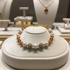 Bracelet en perles de culture et cristaux orange