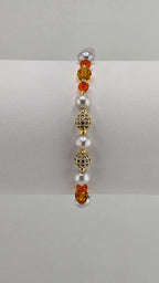 Bracelet en perles de culture et cristaux orange