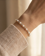 Lumière précieuse - bracelet perles de culture et labradorite