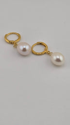 Boucles d oreilles en perles de culture olive et Vermeil (argent recouvert d'or 24k)