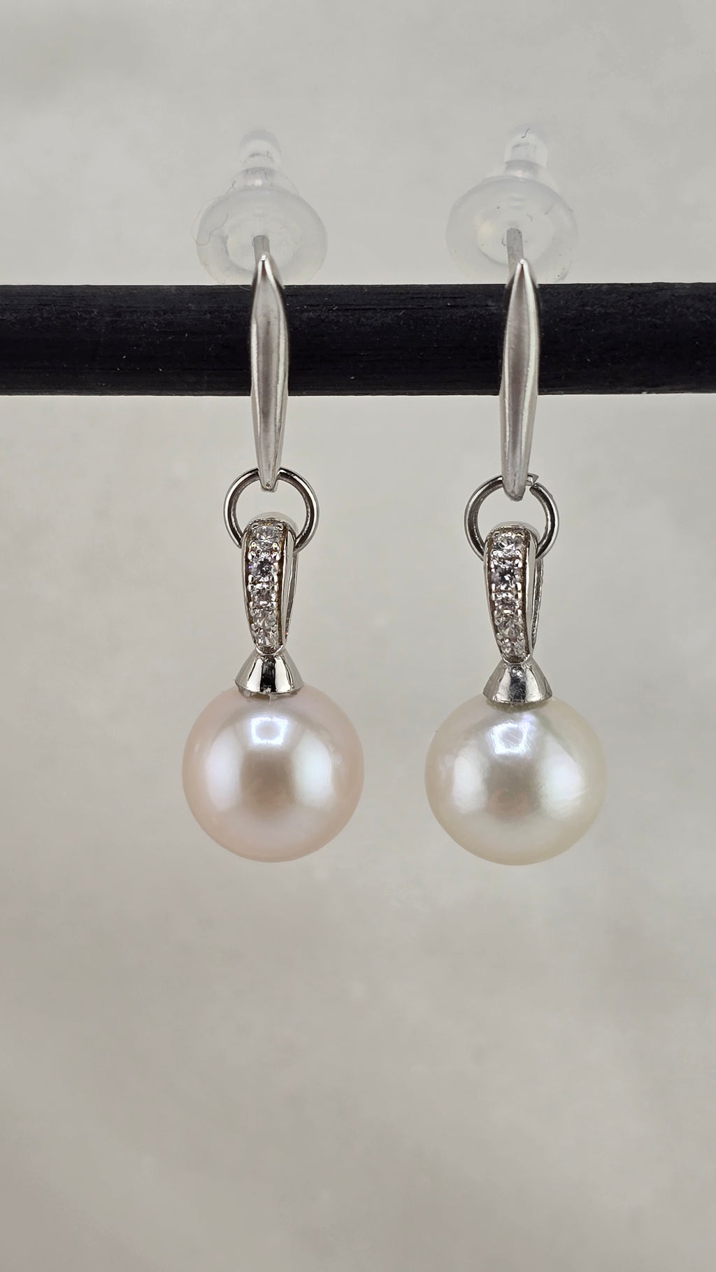 Boucles d’oreilles en strass et perles de culture