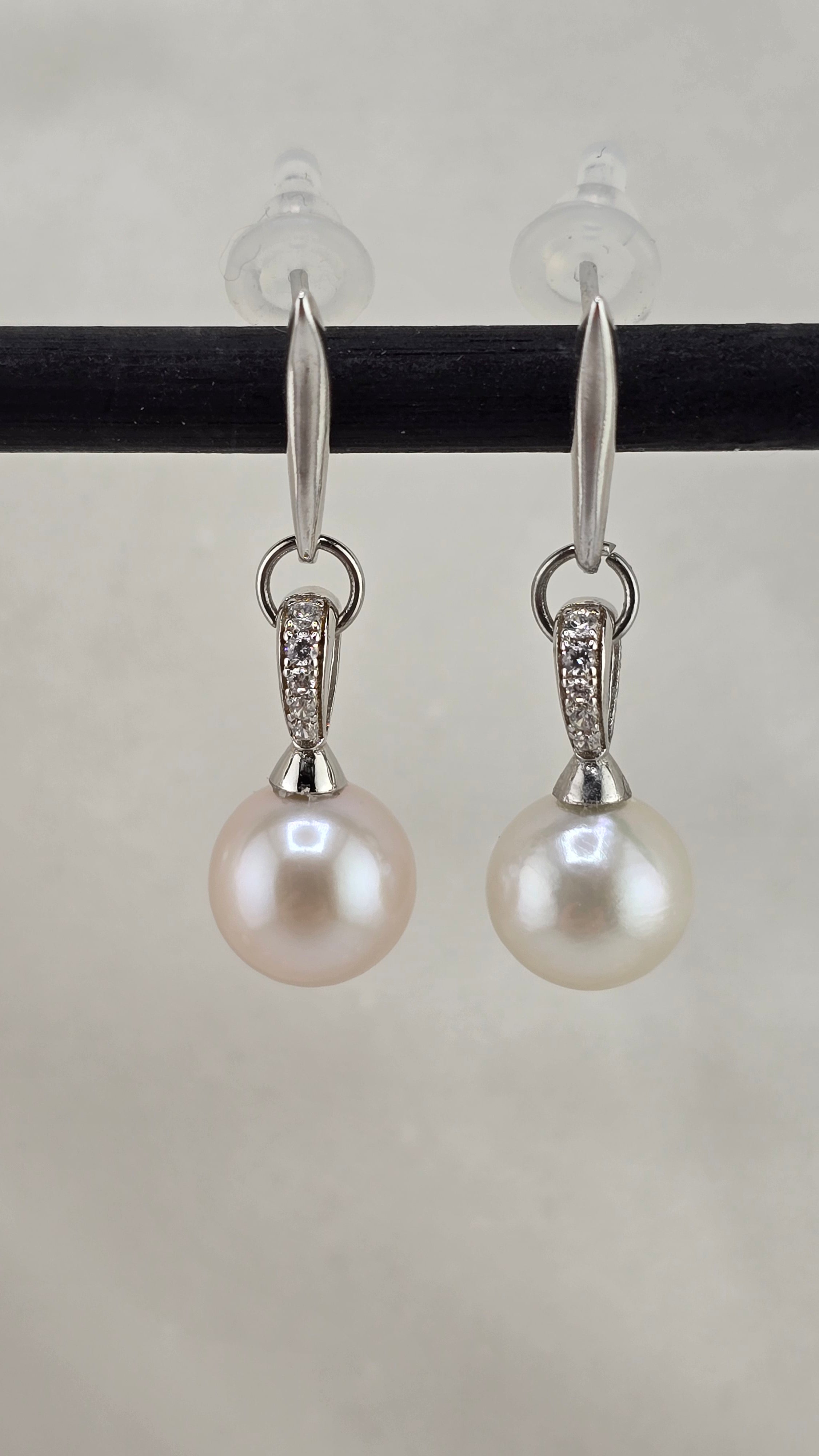 Boucles d’oreilles en strass et perles de culture