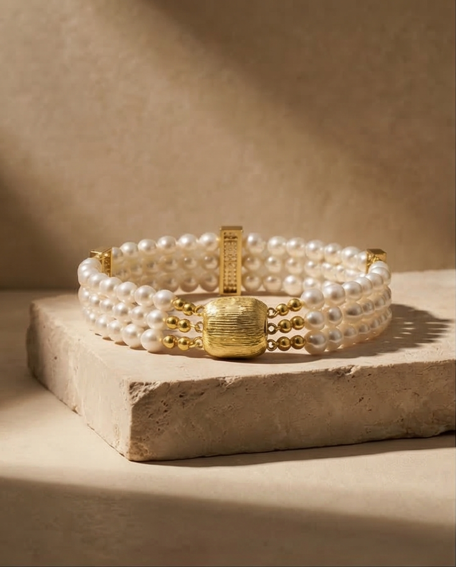 Trilogie Élégante - bracelet en perles de culture