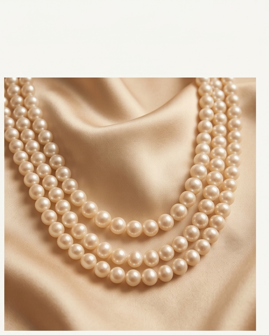 collier à trois rangs de perles de culture rondes blanches - vue 7