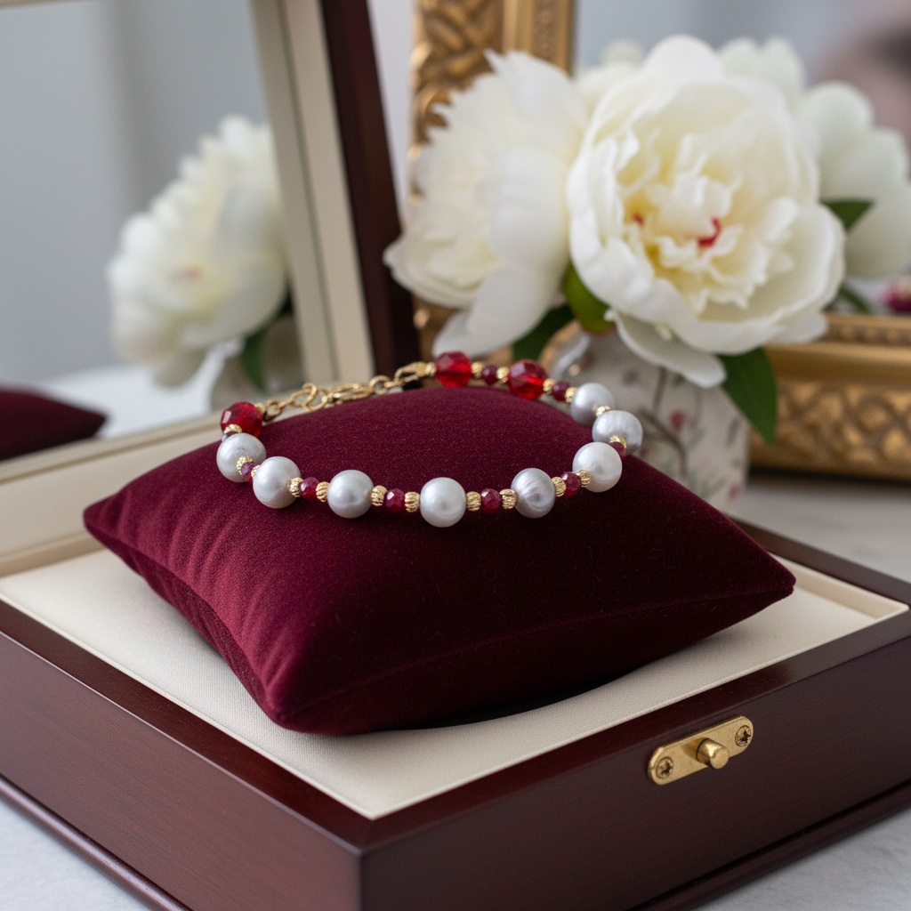 Bracelet en perles de culture et vermeil