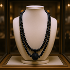 Collier double rangs en perles de cristal noir