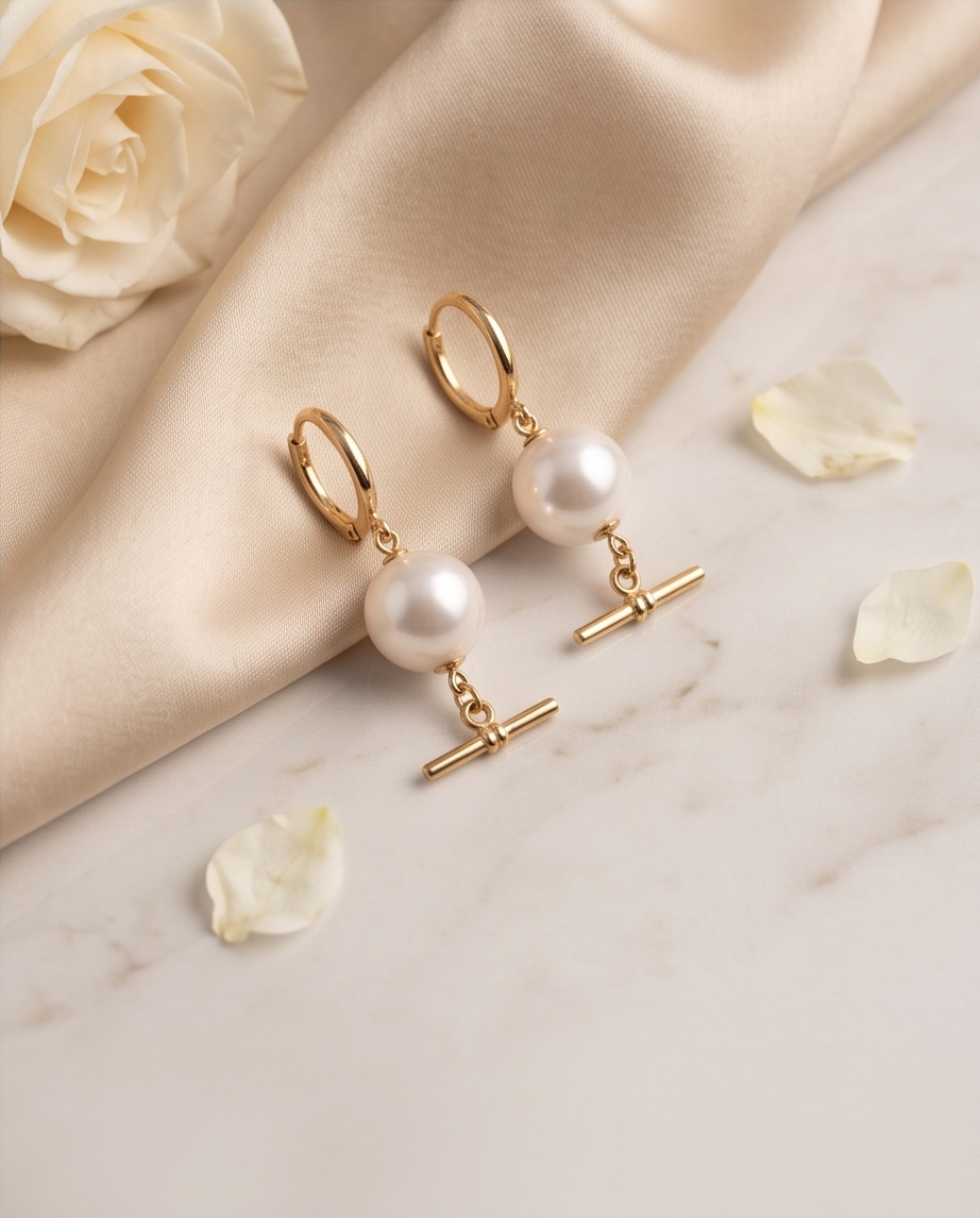 Boucles d'oreilles or 24k et perles de culture - Eclat Moderne