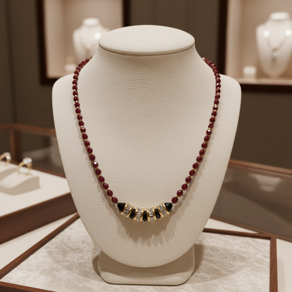 Collier en cristal rouge profond