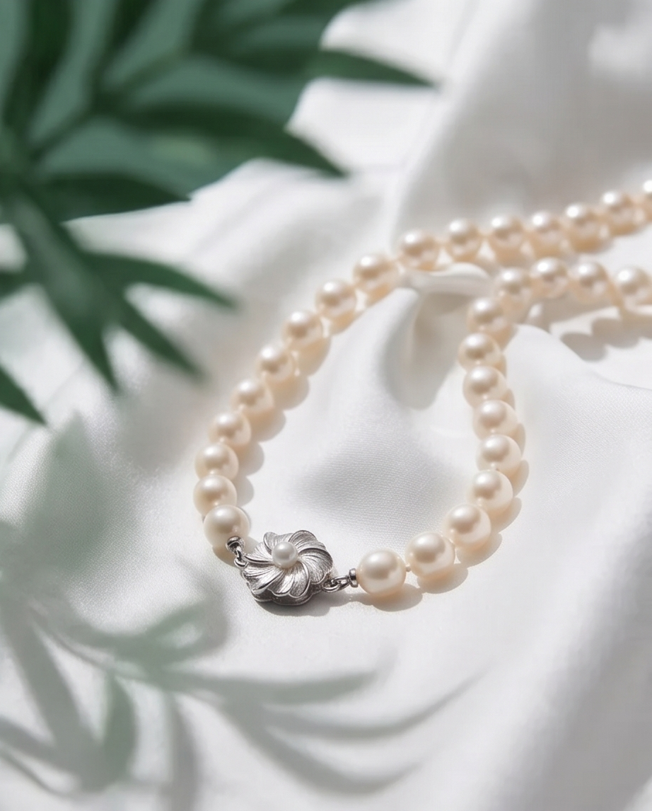 Collier perles de culture et argent 925  - Matinée