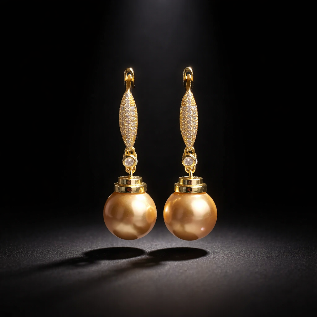 Boucles d oreilles avec perles de culture Édison couleur jaune or