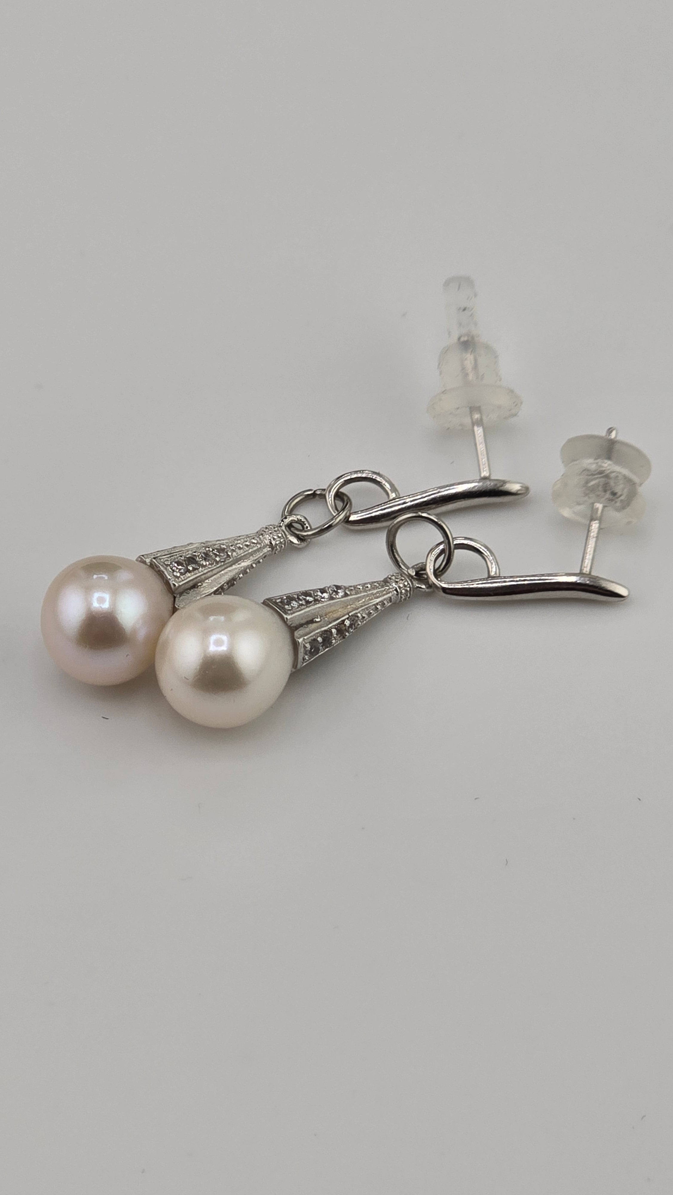 Boucles d’oreilles en argent et perles de culture