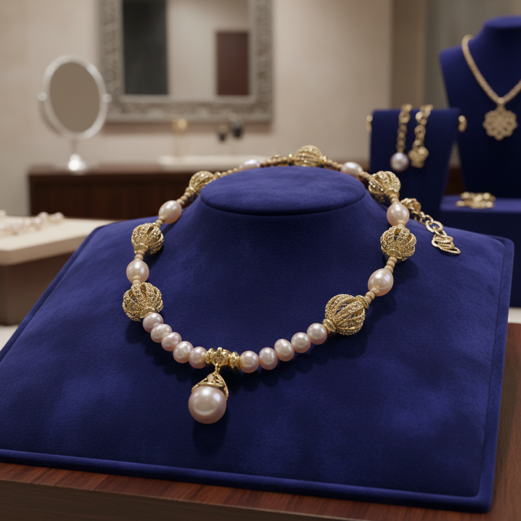 Collier en perles de culture rose