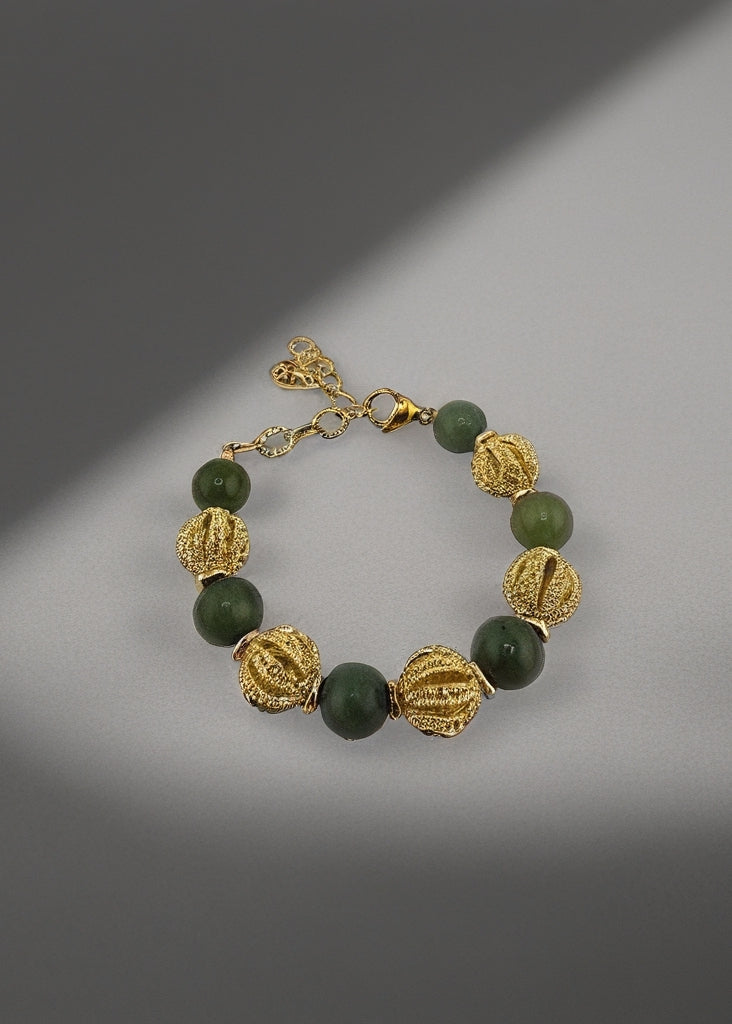 Bracelet en Agate et perles en plaqué or