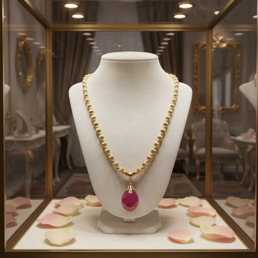 Collier avec pendentif en agate rose