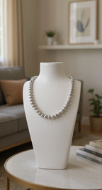 Collier ras du cou en perles de culture grises