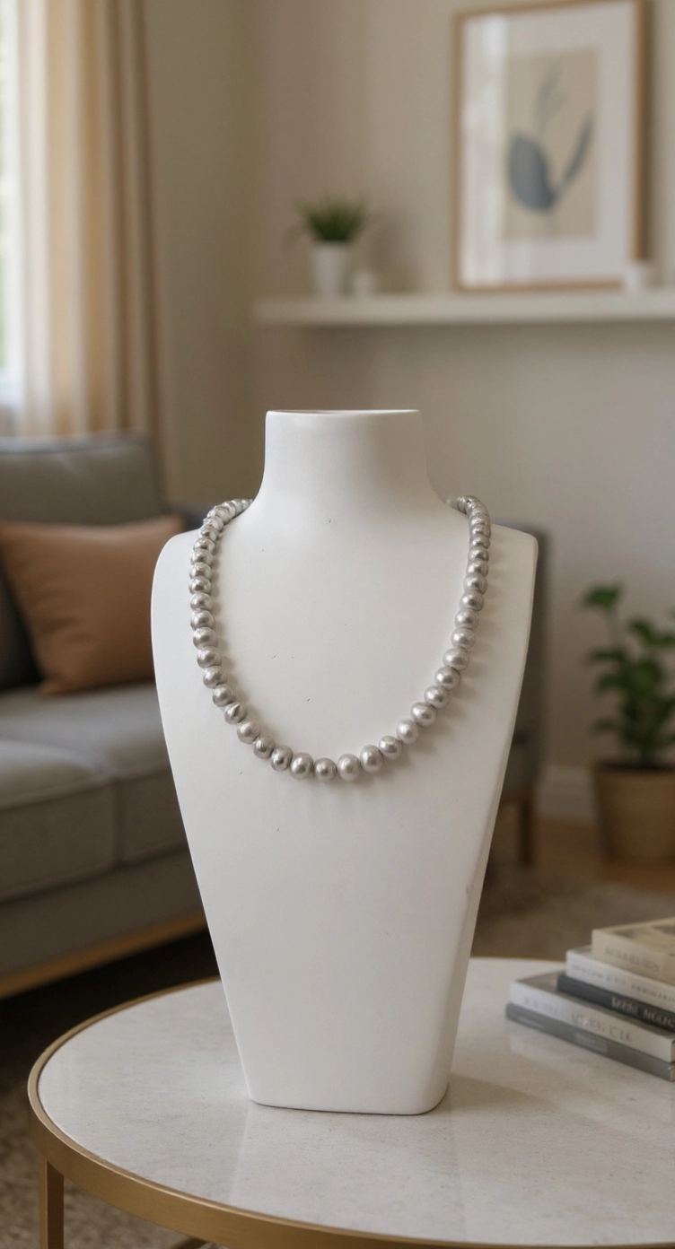 Collier ras du cou en perles de culture grises