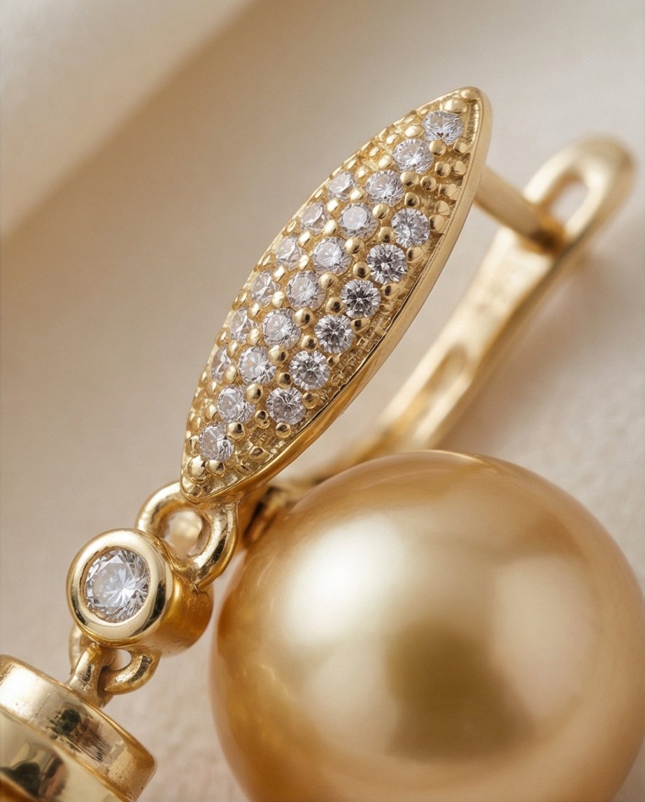 Boucles d oreilles avec perles de culture Édison couleur jaune or