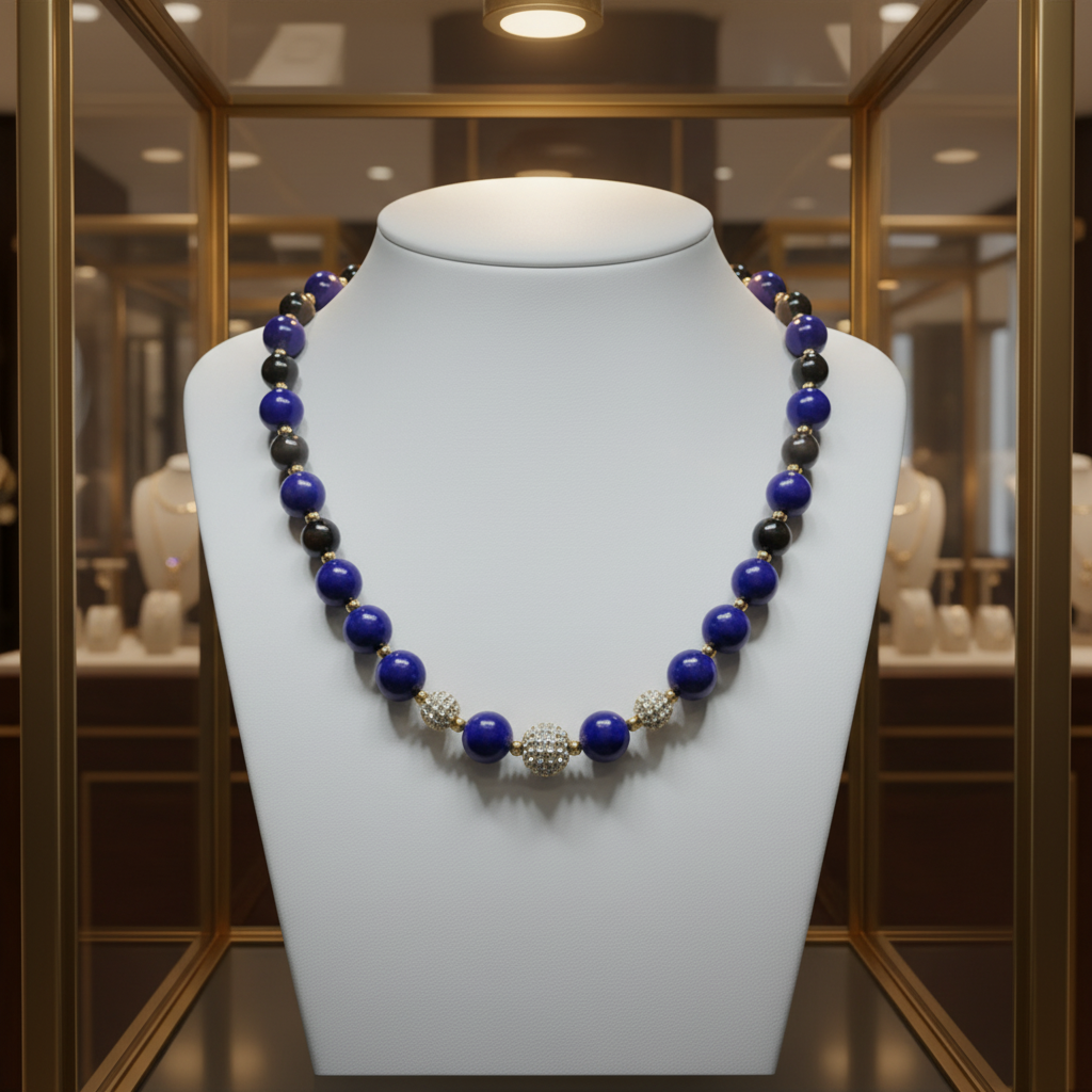 Collier en Lapis-Lazuli et perles en strass