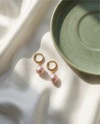 Purple cultured pearl and vermeil earrings
