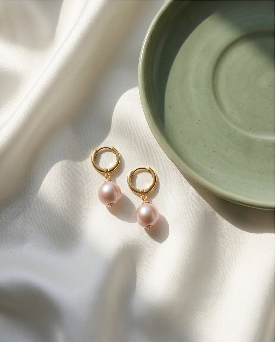 Purple cultured pearl and vermeil earrings