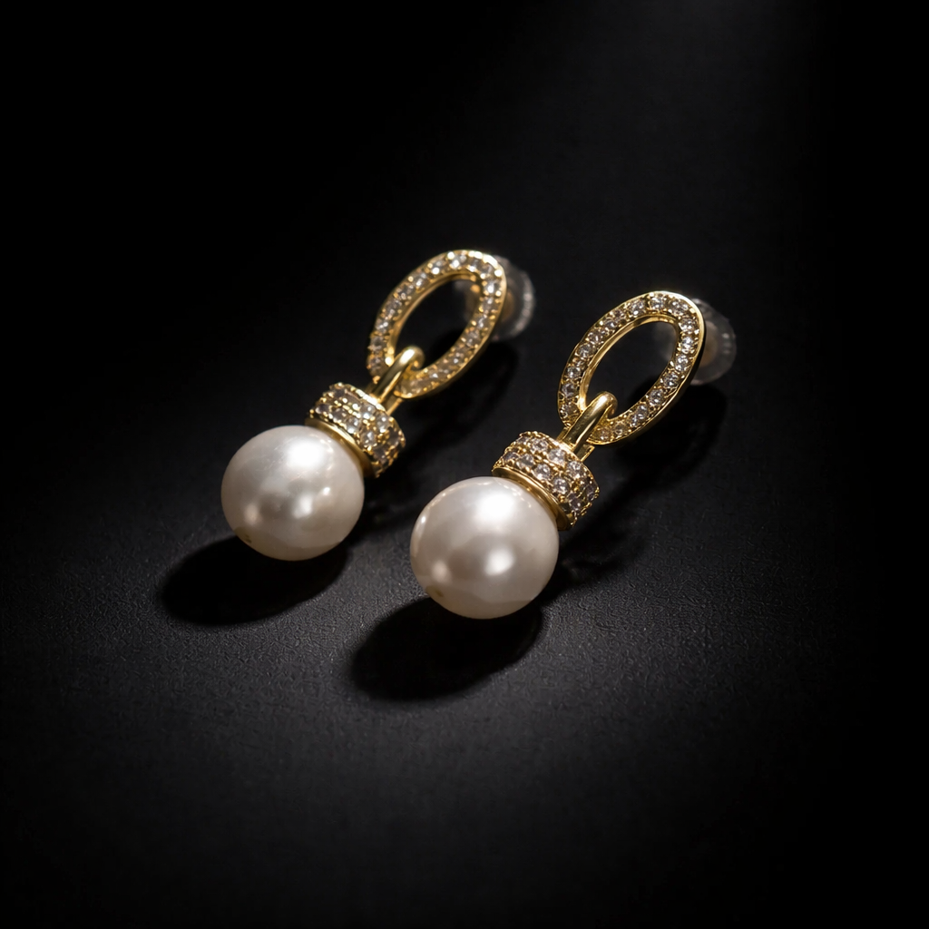 Boucles d oreilles en plaqué or 18K et strass