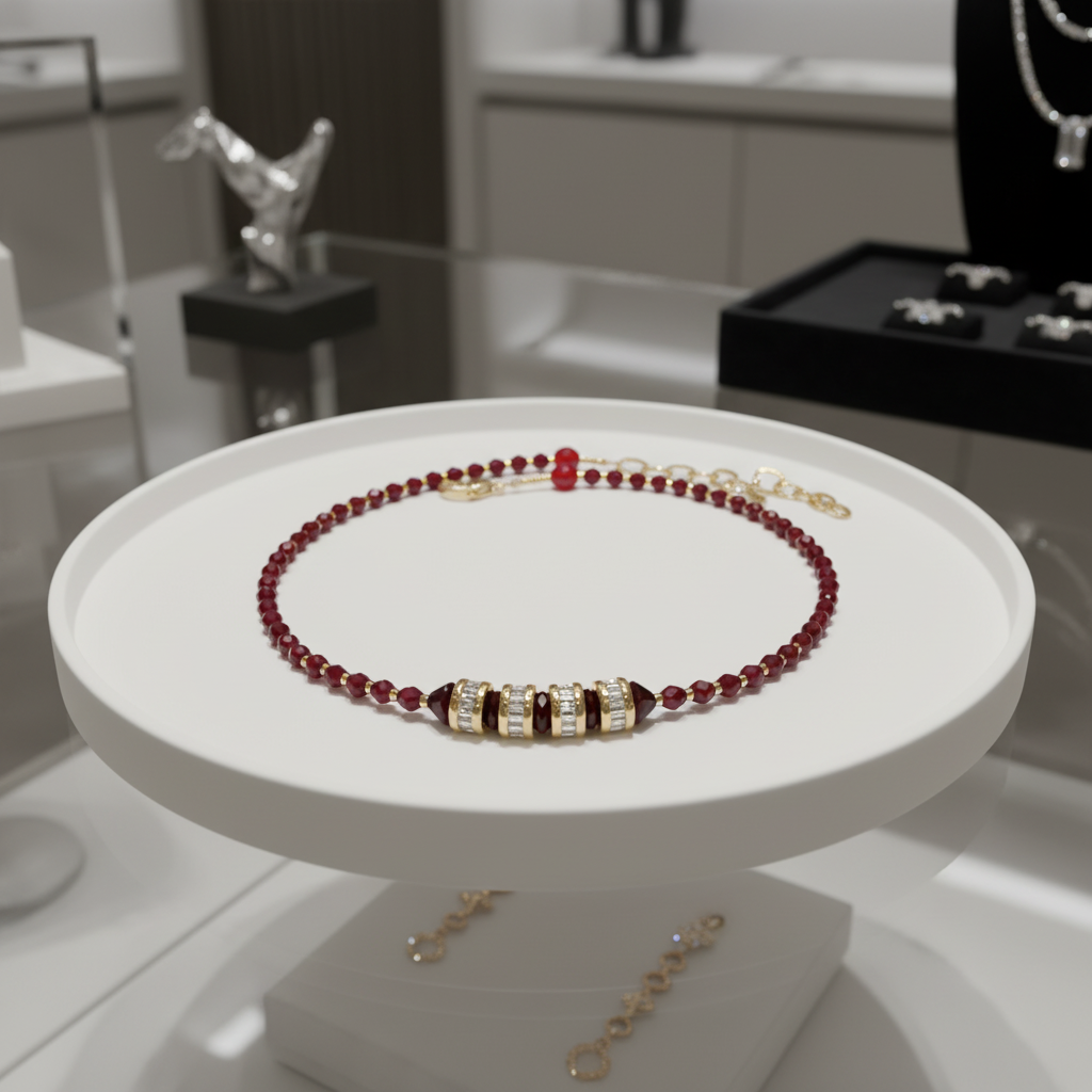 Collier en cristal rouge profond