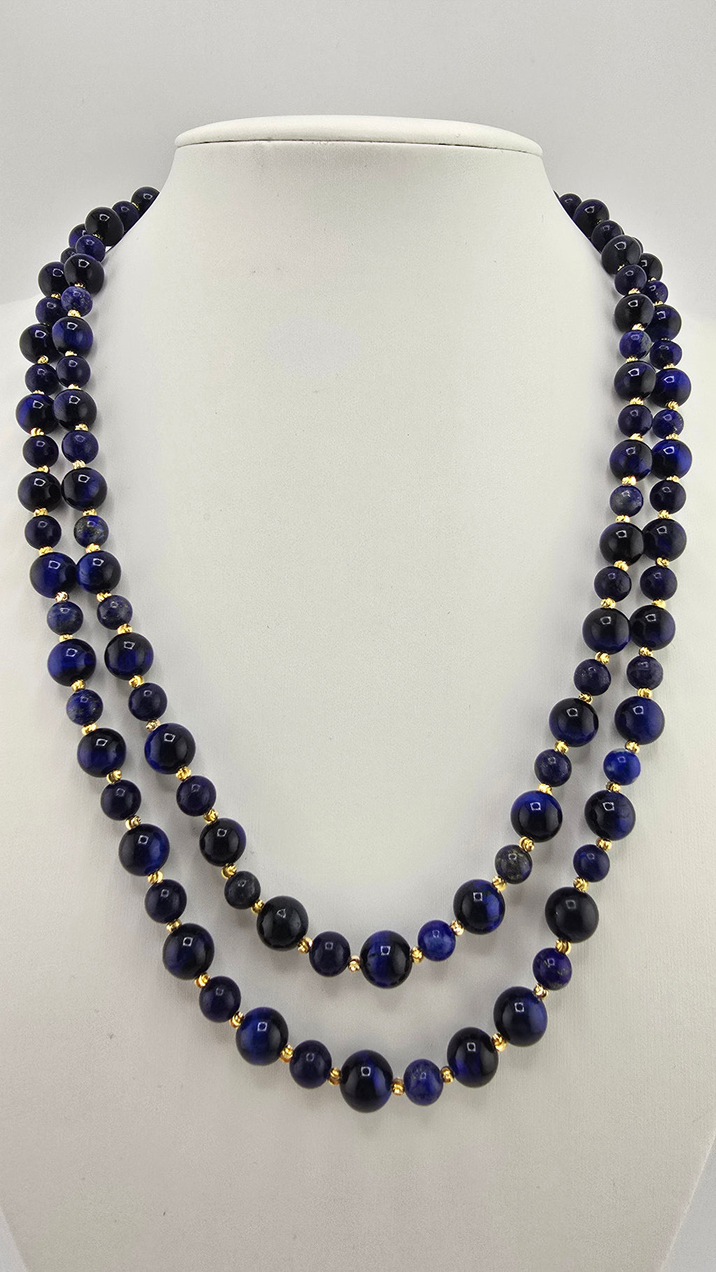Collier double rangs en Lapis-lazuli et plaqué or