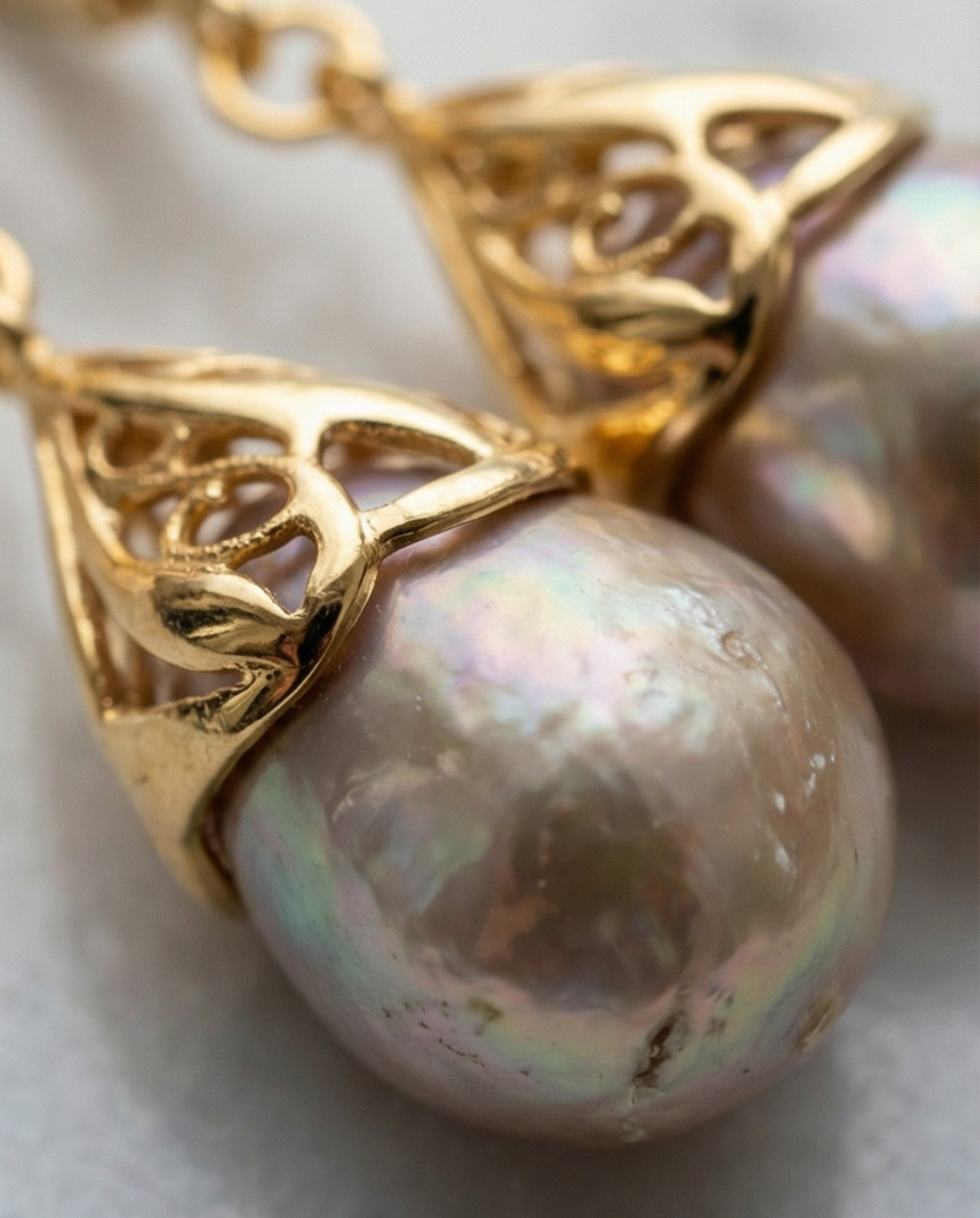 Boucles d'oreilles avec perles de culture baroque