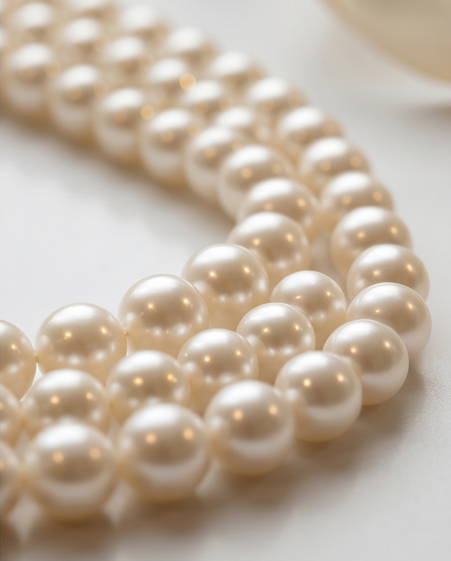 collier à trois rangs de perles de culture rondes blanches - vue 10