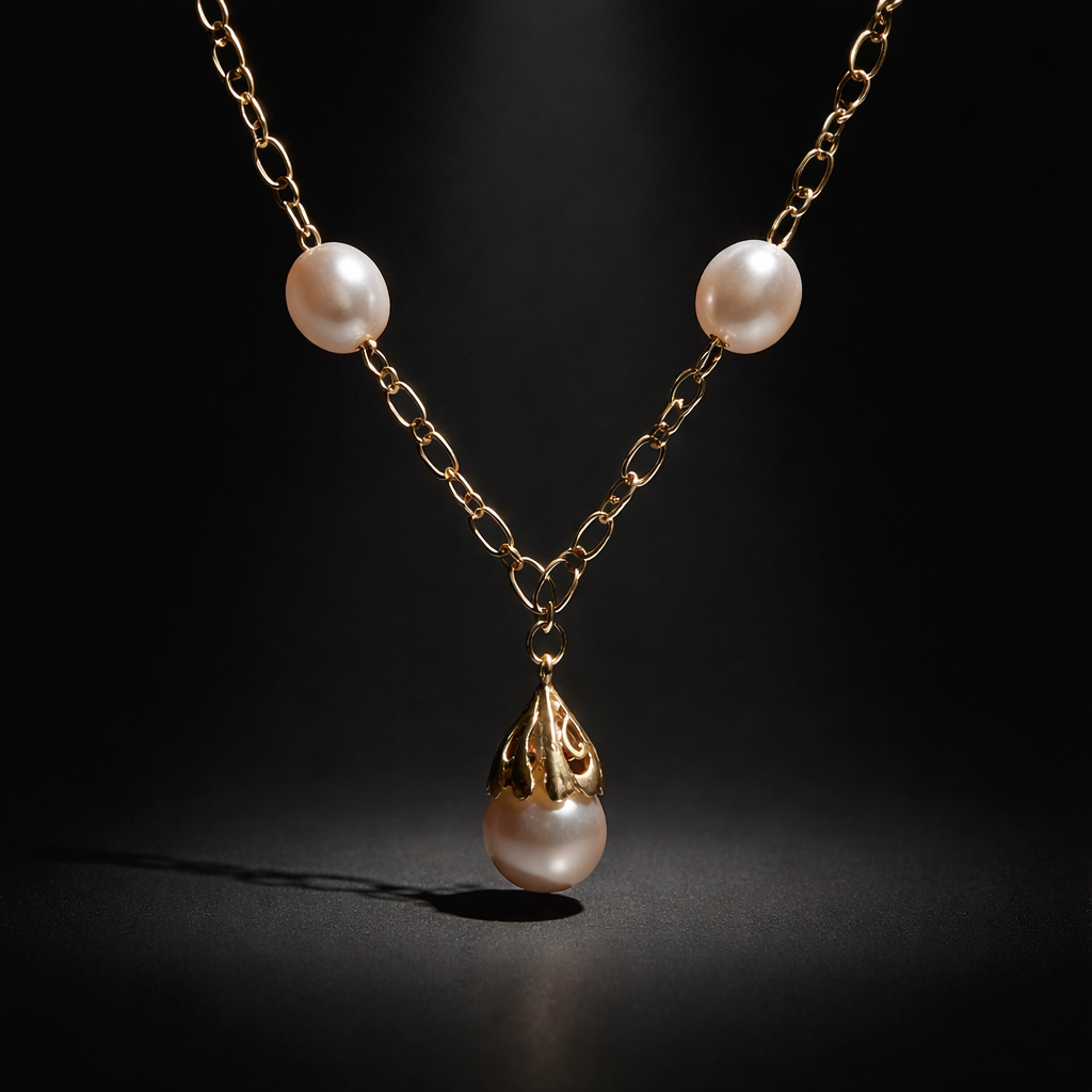 Mademoiselle - perles de culture saumon