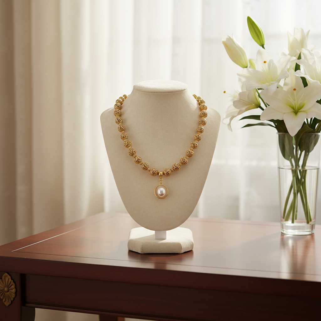 Collier en plaqué or et sa perle de culture en pendentif