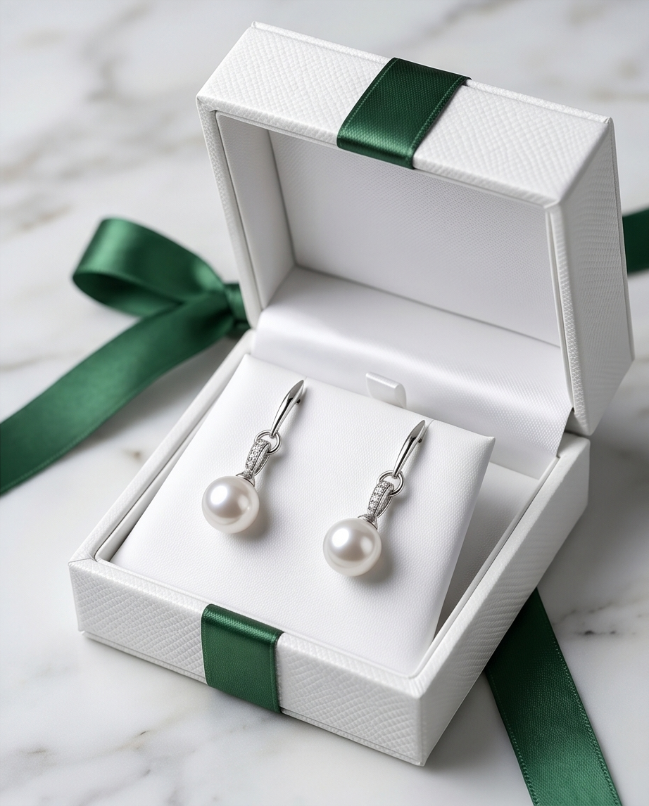Boucles d’oreilles en strass et perles de culture